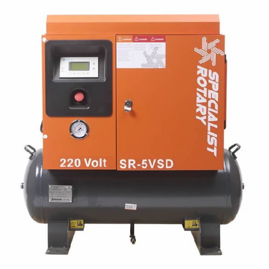 AIR SCREW COMPRESSOR 3.7kW VARIABLE SPEED DRIVE ON 100L VESSEL